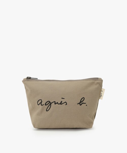 agnes b.(アニエスベー)の「ロゴプリント コットン ポーチ "Paulette" YAS18-03(ポーチ・レディース・グレー系その他・FREE)」の1枚目の写真