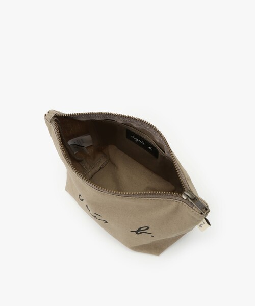 agnes b.(アニエスベー)の「ロゴプリント コットン ポーチ "Paulette" YAS18-03(ポーチ・レディース・グレー系その他・FREE)」の4枚目の写真