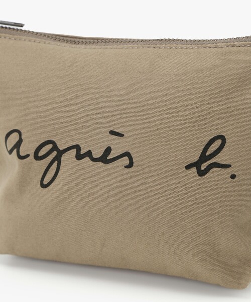 agnes b.(アニエスベー)の「ロゴプリント コットン ポーチ "Paulette" YAS18-03(ポーチ・レディース・グレー系その他・FREE)」の2枚目の写真