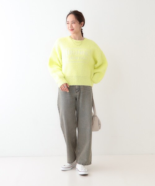 Cutie Blonde（キューティーブロンド）の「ゆるっと抜け感 カールヤーンロゴニット（ニット/セーター・レディース・ブラック/オフホワイト/ライトイエロー系・03/02/01/04）」の15枚目の写真