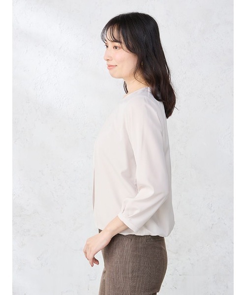 パーフェクトスーツファクトリー Perfect Suit FActory すそバルーンブラウス （ベージュ） 裾バルーンブラウス7分袖（シャツ/ブラウス）｜Perfect Suit