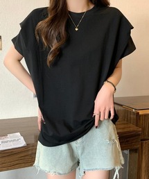 レディース タックスリーブTシャツ コンパクトシルエット ベーシック 韓国風