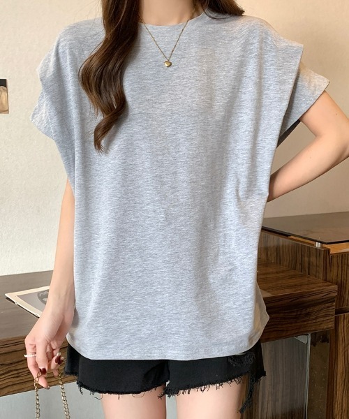 SEU(エスイーユー)の「レディース タックスリーブTシャツ コンパクトシルエット ベーシック 韓国風(Tシャツ/カットソー・レディース・ホワイト/ブラウン/ブラック/グレー・フリー)」の10枚目の写真