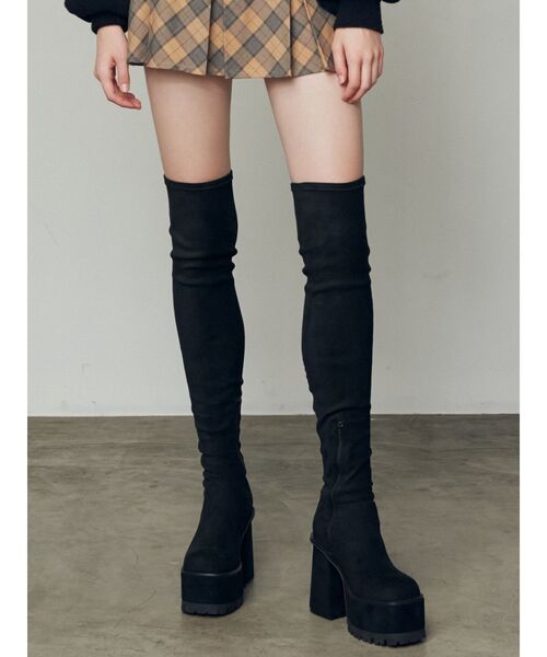 EMODA（エモダ）の「スクエアフィットロングブーツ（ブーツ・レディース・ブラック・SMALL/MEDIUM/LARGE）」の12枚目の写真