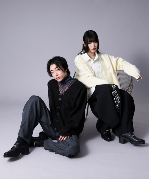 Ellno Loset(エルノロゼット)の「ルーズダメージカーディガン(カーディガン/ボレロ・メンズ・ブラック/アイボリー・SMALL/LARGE/MEDIUM)」の17枚目の写真