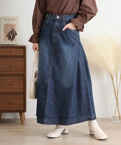 ボーダーズアットバルコニー　デニム　スカート フリル BORDERS at BALCONY/ボーダーズアットバルコニー】DENIM FRILLED SKIRT