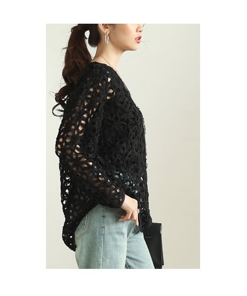 Sawa a la mode（サワアラモード）の「3Dフラワーレースプルオーバートップス（Tシャツ/カットソー・レディース・ホワイト/ブラック・FREE）」の18枚目の写真