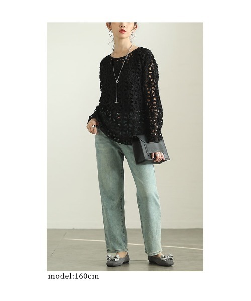 Sawa a la mode（サワアラモード）の「3Dフラワーレースプルオーバートップス（Tシャツ/カットソー・レディース・ホワイト/ブラック・FREE）」の19枚目の写真