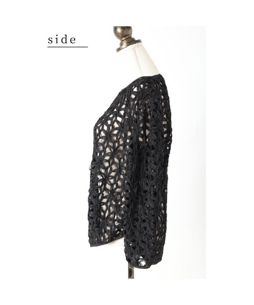 Sawa a la mode（サワアラモード）の「3Dフラワーレースプルオーバートップス（Tシャツ/カットソー・レディース・ホワイト/ブラック・FREE）」の22枚目の写真
