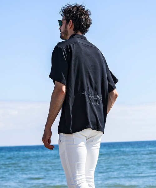 1PIU1UGUALE3  RELAX （ウノピゥウノウグァーレトレ リラックス）の「1PIU1UGUALE3 RELAX(ウノピゥウノウグァーレトレ リラックス)ロゴアロハ半袖シャツ ショートスリーブシャツ（シャツ/ブラウス・メンズ・ホワイト/ブラック・S/M/L/XL/XXL）」の19枚目の写真