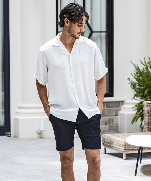 1PIU1UGUALE3  RELAX （ウノピゥウノウグァーレトレ リラックス）の「1PIU1UGUALE3 RELAX(ウノピゥウノウグァーレトレ リラックス)ロゴアロハ半袖シャツ ショートスリーブシャツ（シャツ/ブラウス・メンズ・ホワイト/ブラック・S/M/L/XL/XXL）」の7枚目の写真