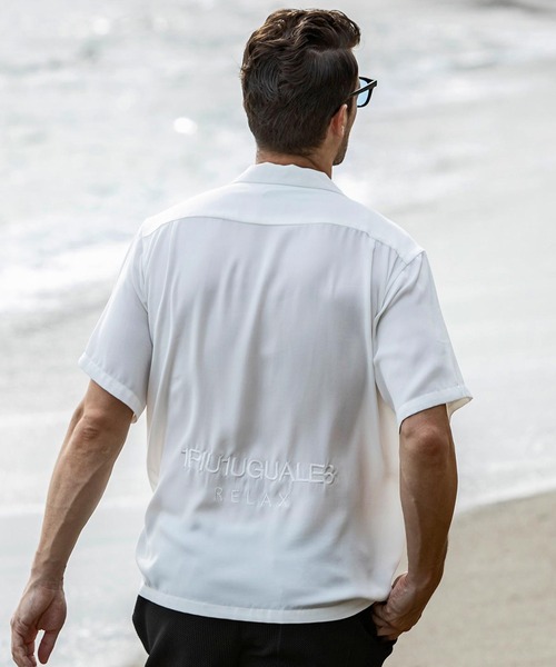 1PIU1UGUALE3  RELAX （ウノピゥウノウグァーレトレ リラックス）の「1PIU1UGUALE3 RELAX(ウノピゥウノウグァーレトレ リラックス)ロゴアロハ半袖シャツ ショートスリーブシャツ（シャツ/ブラウス・メンズ・ホワイト/ブラック・S/M/L/XL/XXL）」の11枚目の写真