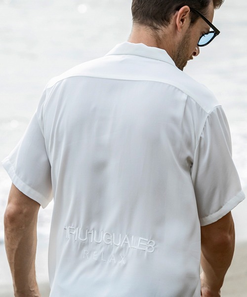 1PIU1UGUALE3  RELAX （ウノピゥウノウグァーレトレ リラックス）の「1PIU1UGUALE3 RELAX(ウノピゥウノウグァーレトレ リラックス)ロゴアロハ半袖シャツ ショートスリーブシャツ（シャツ/ブラウス・メンズ・ホワイト/ブラック・S/M/L/XL/XXL）」の13枚目の写真