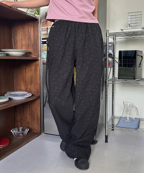 odlyworkshop 韓国パンツ ワークパンツ HIT ITEM!】【新色追加】フラワージャガードイージーパンツ/リラックス