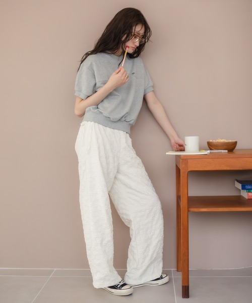 HEILIS(ヘイリス)の「【HIT ITEM!】【新色追加】フラワージャガードイージーパンツ/リラックスパンツ レディース 花柄 韓国 ブラック ホワイト アイボリー ガーリー カジュアル 春服 夏服(その他パンツ・レディース・アイボリー/オフホワイト/ブラック・FREE)」の19枚目の写真