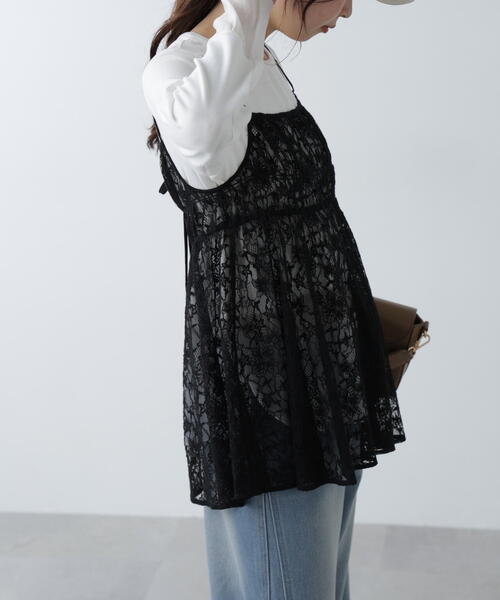 FREE'S MART（フリーズマート）の「◆前後2WAYレースチュニックキャミブラウス（シャツ/ブラウス・レディース・ホワイト/ブラック・FREE）」の6枚目の写真