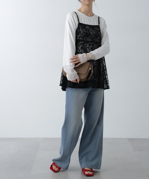 FREE'S MART（フリーズマート）の「◆前後2WAYレースチュニックキャミブラウス（シャツ/ブラウス・レディース・ホワイト/ブラック・FREE）」の8枚目の写真