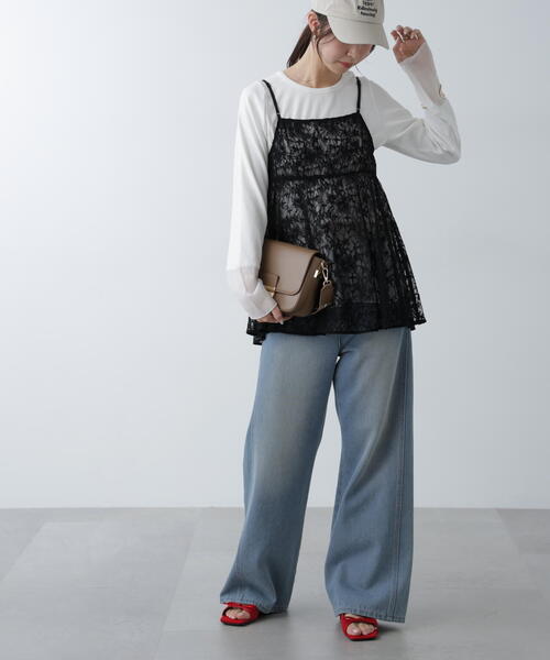 FREE'S MART（フリーズマート）の「◆前後2WAYレースチュニックキャミブラウス（シャツ/ブラウス・レディース・ホワイト/ブラック・FREE）」の9枚目の写真