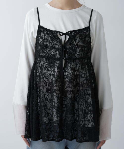 FREE'S MART（フリーズマート）の「◆前後2WAYレースチュニックキャミブラウス（シャツ/ブラウス・レディース・ホワイト/ブラック・FREE）」の11枚目の写真