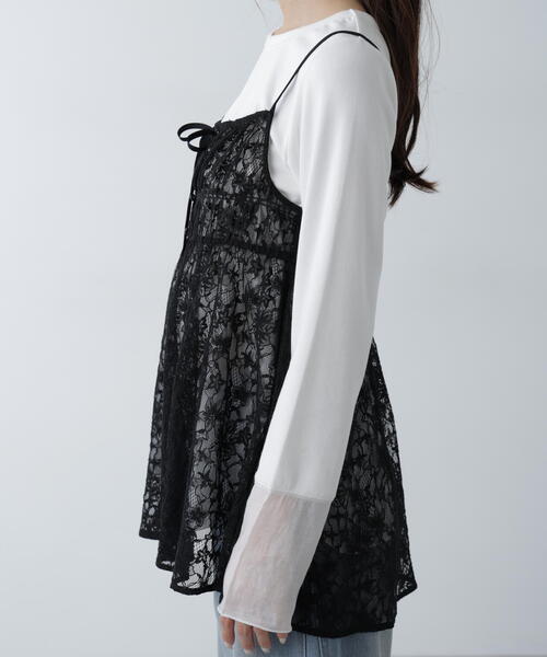 FREE'S MART（フリーズマート）の「◆前後2WAYレースチュニックキャミブラウス（シャツ/ブラウス・レディース・ホワイト/ブラック・FREE）」の12枚目の写真