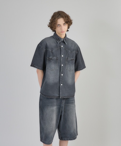 Regen Glanz（レーゲングランツ）の「denim shirt/デニムシャツ（シャツ/ブラウス・メンズ・ブルー/ブラック・LARGE/MEDIUM）」の6枚目の写真