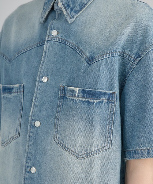 Regen Glanz（レーゲングランツ）の「denim shirt/デニムシャツ（シャツ/ブラウス・メンズ・ブルー/ブラック・LARGE/MEDIUM）」の8枚目の写真