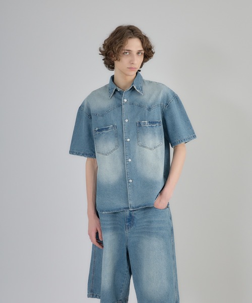 Regen Glanz（レーゲングランツ）の「denim shirt/デニムシャツ（シャツ/ブラウス・メンズ・ブルー/ブラック・LARGE/MEDIUM）」の10枚目の写真