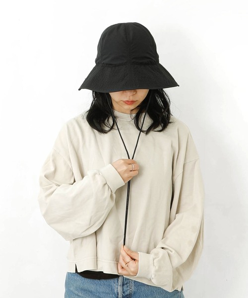 halo commodity（ハロ　コモディティー）の「halo commodity Karst Horn Hat ハロ コモディティー カルストホーンハット アドベンチャーハット サファリハット 帽子 ヒモ付き（ハット・レディース・チャコールグレー/ブラック・FREE）」の7枚目の写真