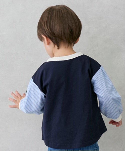 petit main(プティマイン)の「働く車袖布帛Tシャツ(Tシャツ/カットソー・キッズ・ネイビー/アイボリー・110cm/100cm/90cm/80cm/120cm/130cm)」の5枚目の写真