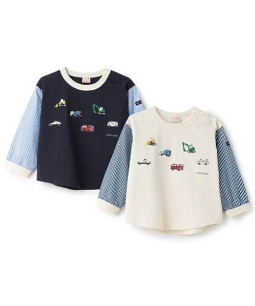 petit main(プティマイン)の「働く車袖布帛Tシャツ(Tシャツ/カットソー・キッズ・ネイビー/アイボリー・110cm/100cm/90cm/80cm/120cm/130cm)」の14枚目の写真