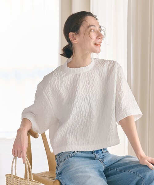 【新品】BEAUTY&YOUTH ジャガード クルーネック 6分袖 プルオーバー BEAUTY&YOUTH UNITED ARROWS（ビューティーアンドユースユナイテッド