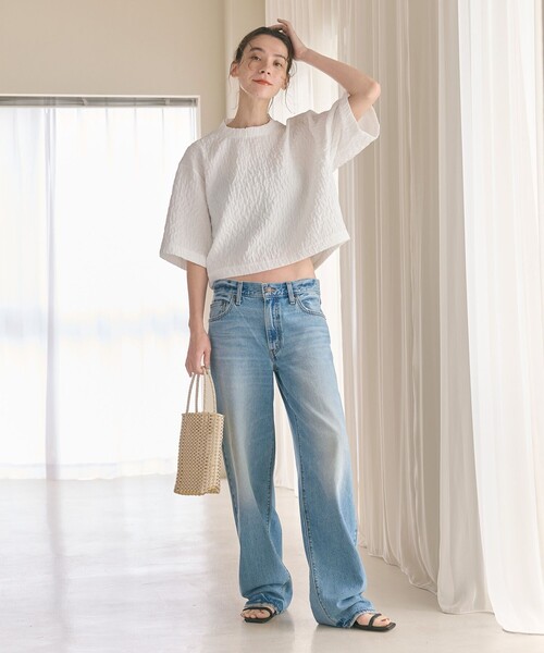 BEAUTY&YOUTH UNITED ARROWS(ビューティーアンドユースユナイテッドアローズ)の「ジャガード クルーネック 6分袖 プルオーバー(Tシャツ/カットソー・レディース・ブラック/グレー/ホワイト・FREE)」の7枚目の写真