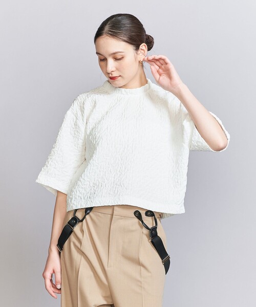 【新品】BEAUTY&YOUTH ジャガード クルーネック 6分袖 プルオーバー BEAUTY&YOUTH UNITED ARROWS（ビューティーアンドユースユナイテッド