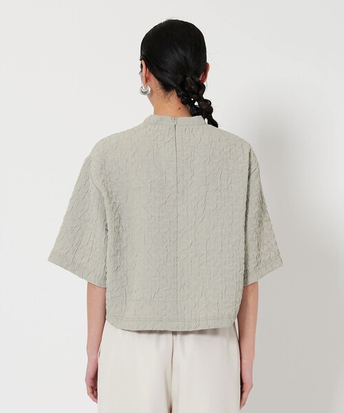ユナイテッドアローズ　ジャガード クルーネック 6分袖 プルオーバー　半袖 BEAUTY＆YOUTH UNITED ARROWS tシャツ ジャガード クルーネック