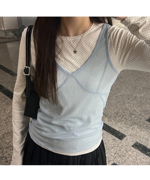 GIUNON ソフトシアータンクトップ GIUNON タンクトップ ノースリーブ soft sheer tank top