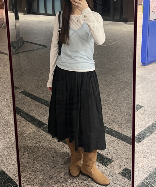 GIUNON(ジウノン)の「soft sheer tank top / ソフトシアータンクトップ(タンクトップ・レディース・アイボリー/ライトブルー/ネイビー・FREE)」の17枚目の写真