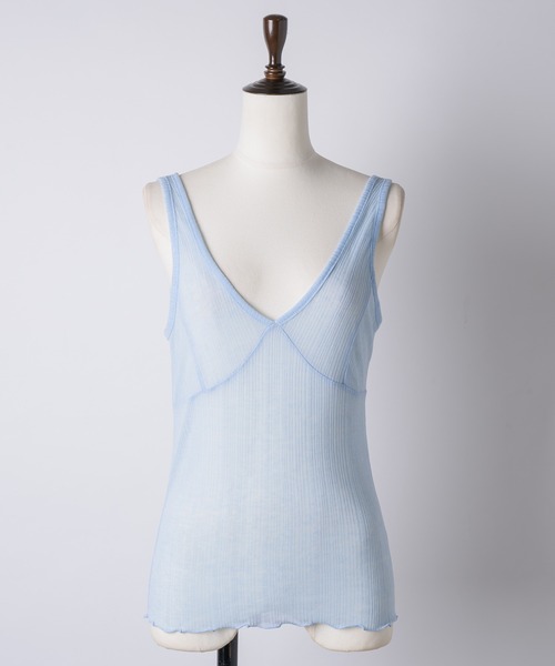GIUNON(ジウノン)の「soft sheer tank top / ソフトシアータンクトップ(タンクトップ・レディース・アイボリー/ライトブルー/ネイビー・FREE)」の7枚目の写真