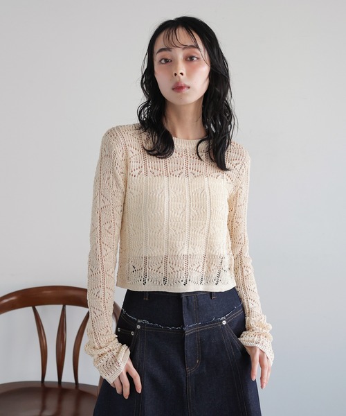 【新品未使用タグ付き】Ampleクロップドメッシュポロニット クロップドメッシュニットポロシャツ