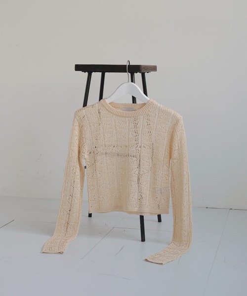 セール】クロップドメッシュニット（Tシャツ/カットソー）｜LIAN