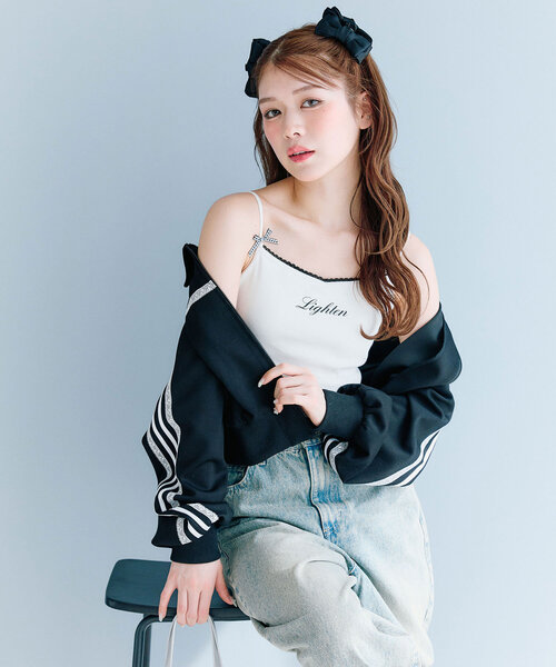 OLIVE des OLIVE（オリーブデオリーブ）の「リボンロゴキャミ（キャミソール・レディース・ホワイト/オフホワイト/ネイビー・FREE）」の4枚目の写真