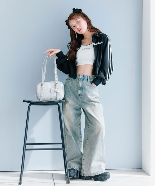 OLIVE des OLIVE（オリーブデオリーブ）の「リボンロゴキャミ（キャミソール・レディース・ホワイト/オフホワイト/ネイビー・FREE）」の5枚目の写真