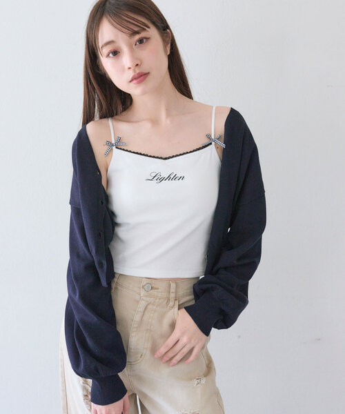 OLIVE des OLIVE（オリーブデオリーブ）の「リボンロゴキャミ（キャミソール・レディース・ホワイト/オフホワイト/ネイビー・FREE）」の7枚目の写真