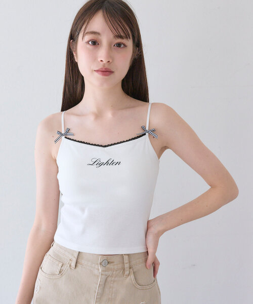 OLIVE des OLIVE（オリーブデオリーブ）の「リボンロゴキャミ（キャミソール・レディース・ホワイト/オフホワイト/ネイビー・FREE）」の8枚目の写真