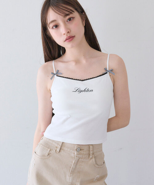 OLIVE des OLIVE（オリーブデオリーブ）の「リボンロゴキャミ（キャミソール・レディース・ホワイト/オフホワイト/ネイビー・FREE）」の10枚目の写真