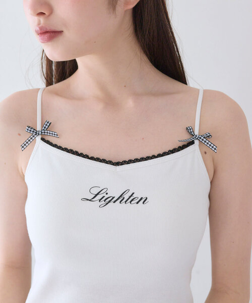 OLIVE des OLIVE（オリーブデオリーブ）の「リボンロゴキャミ（キャミソール・レディース・ホワイト/オフホワイト/ネイビー・FREE）」の11枚目の写真