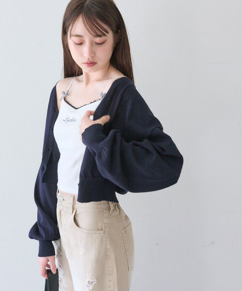 OLIVE des OLIVE（オリーブデオリーブ）の「リボンロゴキャミ（キャミソール・レディース・ホワイト/オフホワイト/ネイビー・FREE）」の14枚目の写真