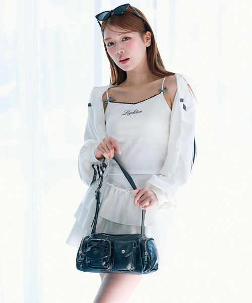 OLIVE des OLIVE（オリーブデオリーブ）の「リボンロゴキャミ（キャミソール・レディース・ホワイト/オフホワイト/ネイビー・FREE）」の18枚目の写真