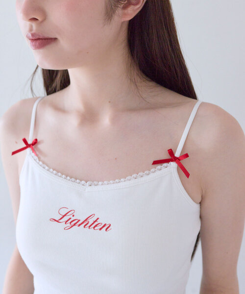 OLIVE des OLIVE（オリーブデオリーブ）の「リボンロゴキャミ（キャミソール・レディース・ホワイト/オフホワイト/ネイビー・FREE）」の22枚目の写真