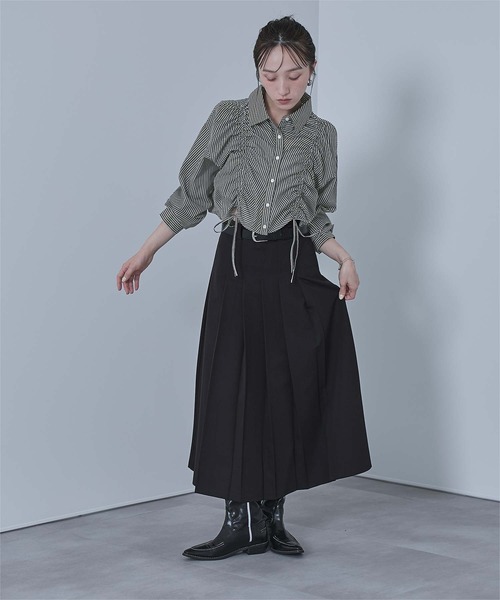 シャーリングショートシャツ（シャツ/ブラウス）｜miette