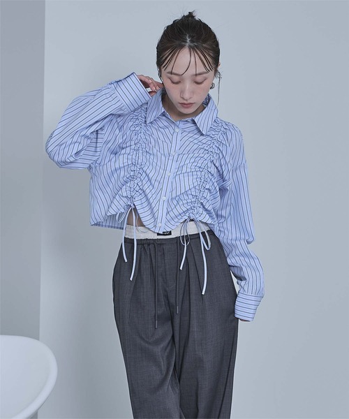 miette(ミエット)の「シャーリングショートシャツ(シャツ/ブラウス・レディース・ピンク系その他/ブルー系その他/ホワイト系その他/ブラック系その他・FREE)」の14枚目の写真